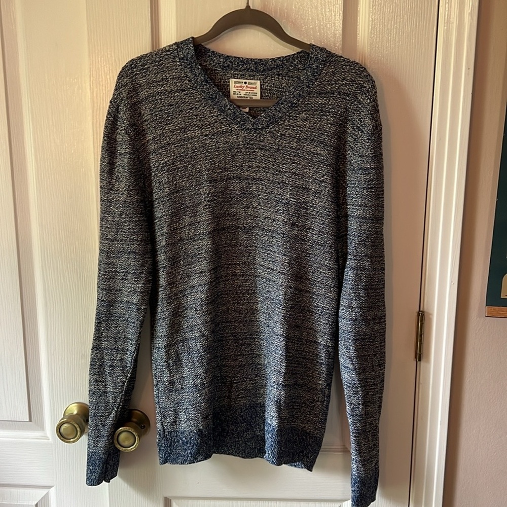 F26 Lucky Brand blue and white sweater